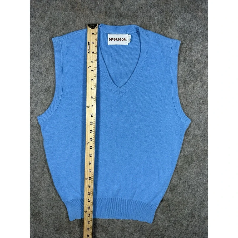 Vintage 70s 80s McGregor Sweater Vest Mens M Blue V Neck Acrylic USA Made